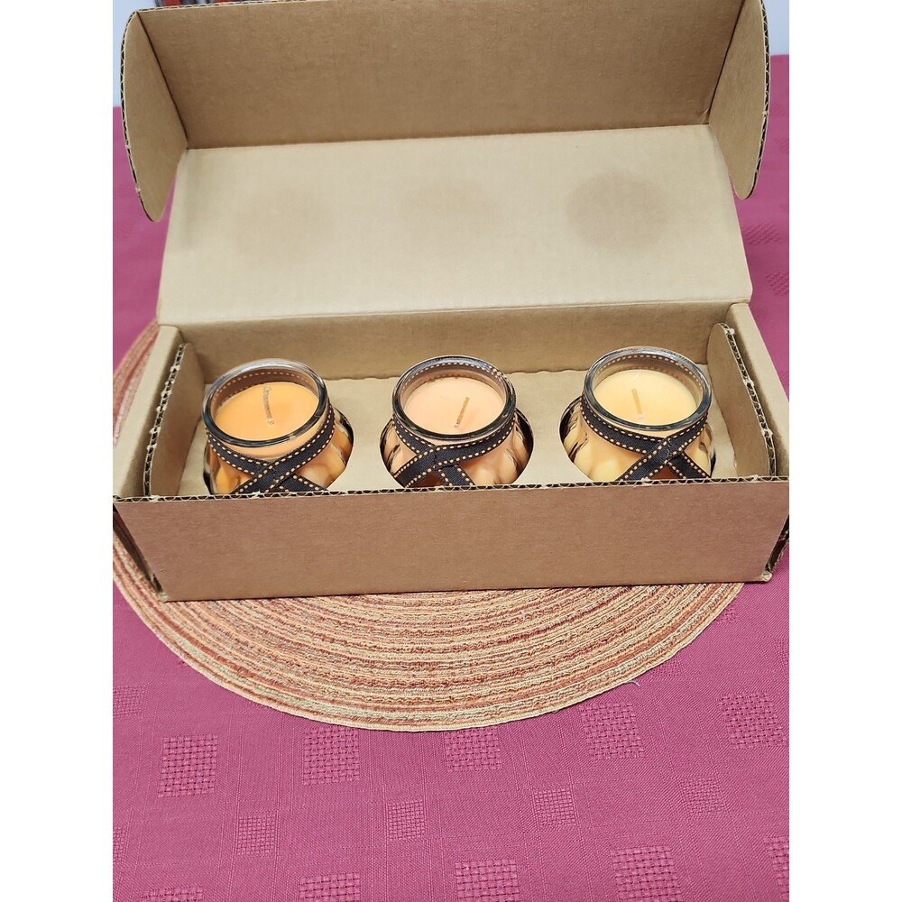 Partylite Joy Of Autumn 3 Candle Set Harvest Fragrances Shades Of Orange NIB - Picture 6 of 9